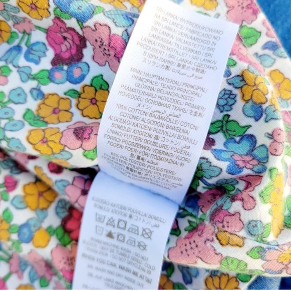 Mini Boden Chambray Denim Floral Lined Dress with Pockets - Picture 6 of 6